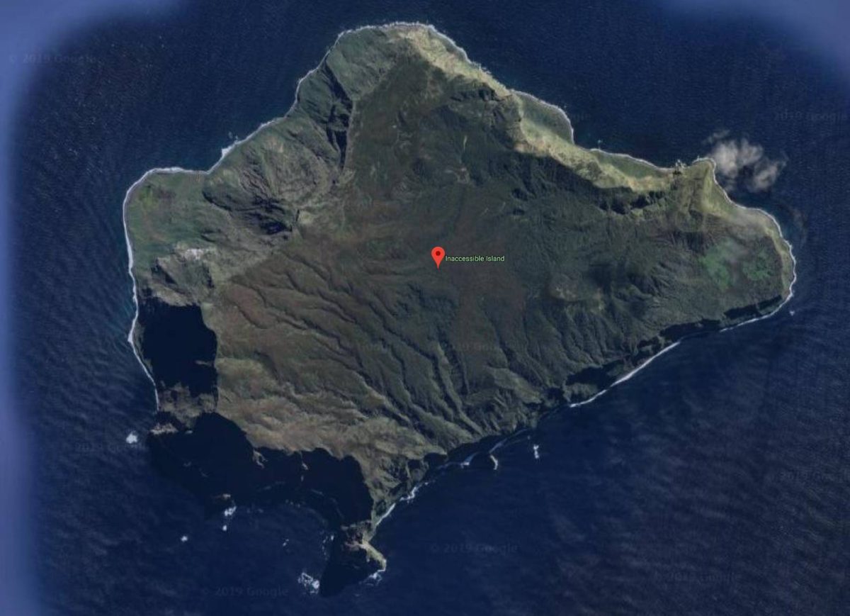 Screenshot via Google Maps van een ontoegankelijk eiland