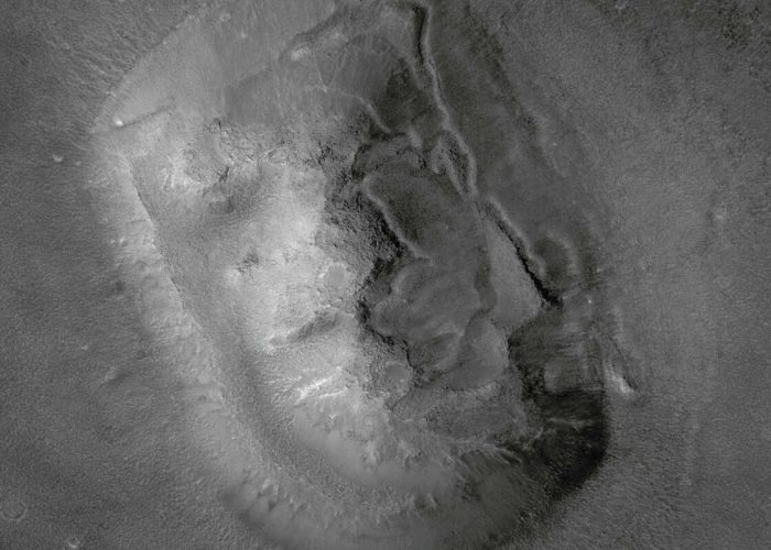 Het Gezicht op Mars door de Mars Odyssey in 2001