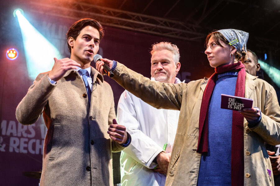 Rob Jetten (D66) tijdens de Klimaatmars Amsterdam 2023
