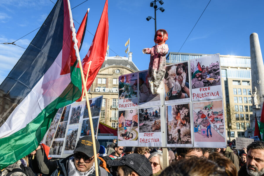 Free Palestine acties tijdens de Klimaatmars Amsterdam 2023
