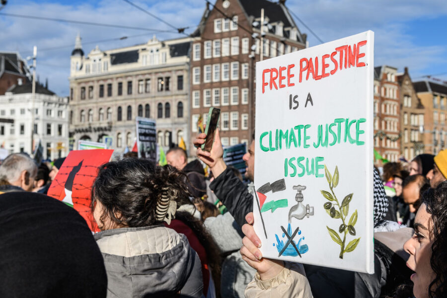 Free Palestine acties tijdens de Klimaatmars Amsterdam 2023