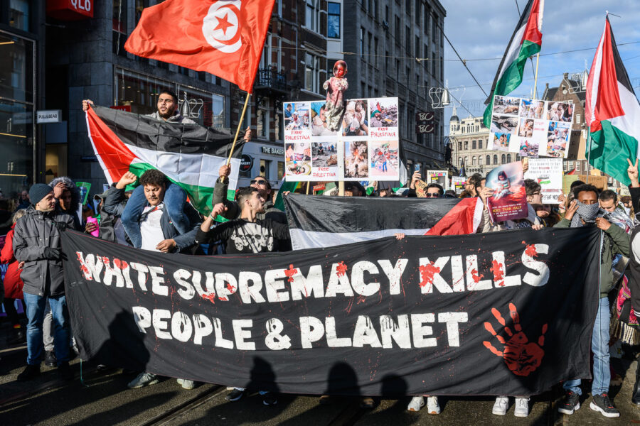 Free Palestine acties tijdens de Klimaatmars Amsterdam 2023