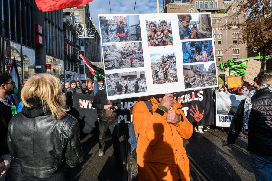 Free Palestine acties tijdens de Klimaatmars Amsterdam 2023