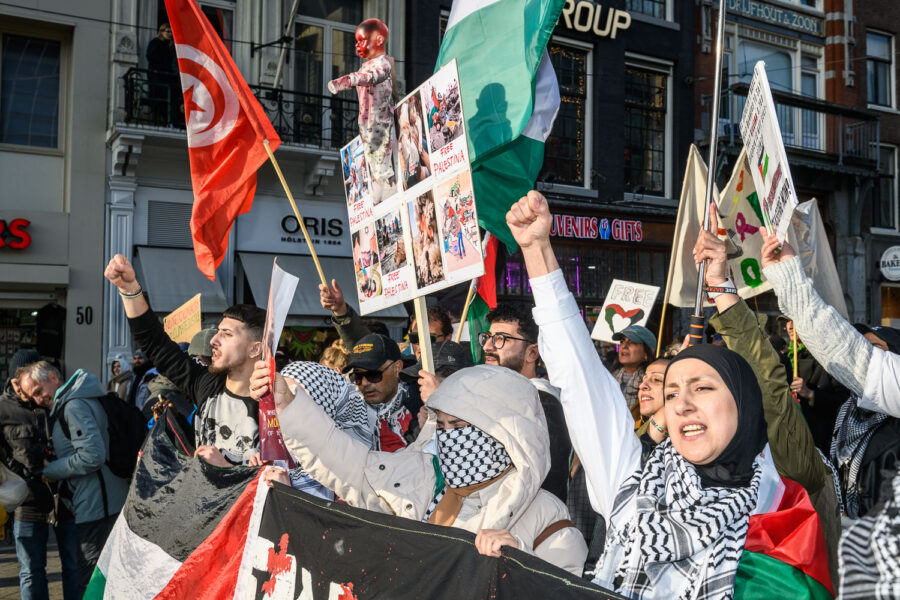 Free Palestine acties tijdens de Klimaatmars Amsterdam 2023