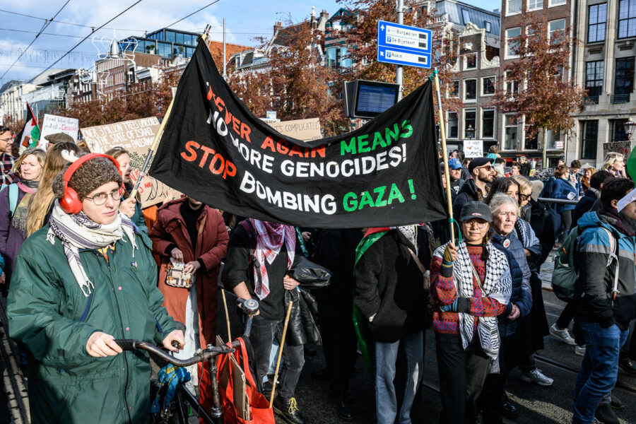 Free Palestine acties tijdens de Klimaatmars Amsterdam 2023